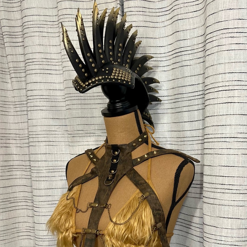Studded Black and Brown Headpiece